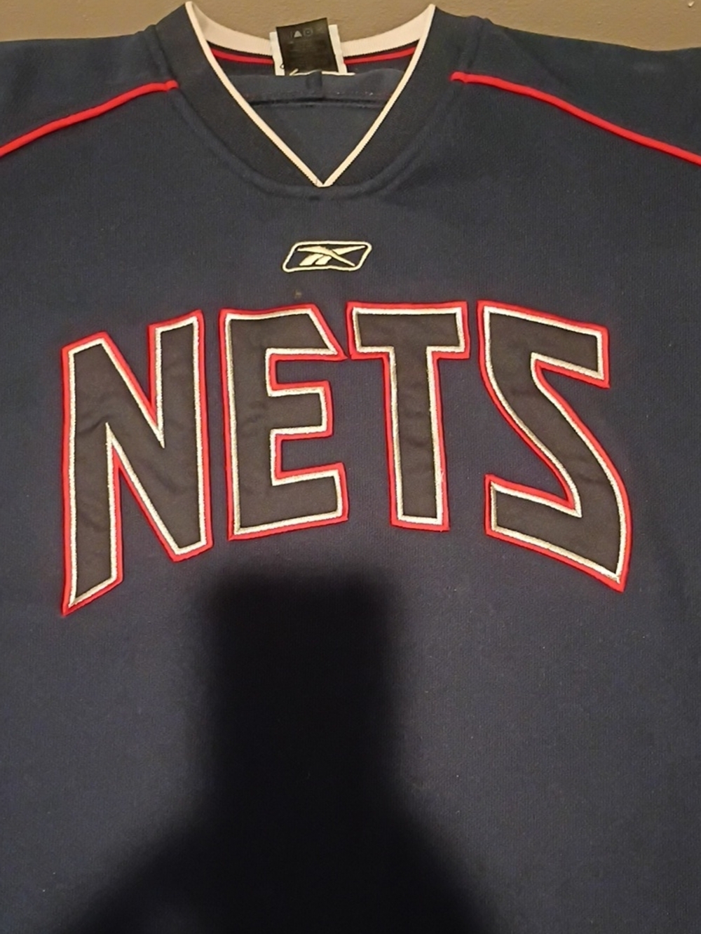 Reebok Navy V-Neck Nets Pullover with Red and White Trim